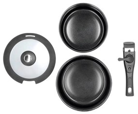 Алуминиев комплект тигани с подвижна дръжка 2 бр. с капак и незалепващо покритие 2,4 l – Holm