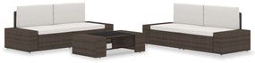 3054587 vidaXL Градински комплект, 5 части, кафяв полиратан