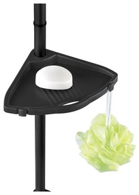 Черен телескопичен ъглов пластмасов рафт за баня Compact – Wenko