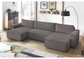 Тъмносив велурен U-образен разтегателен диван Nihad - Bobochic Paris