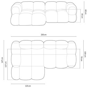 Сив ъглов диван (ляв ъгъл) Loretto – Cosmopolitan Design