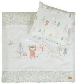 Светлозелено памучно детско спално бельо за детско креватче 80x80 cm Woodland Buddies – Roba