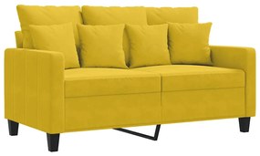 359299 vidaXL 2-местен диван, жълт, 120 см, кадифе
