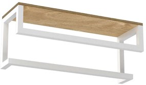 Стенна закачалка за кърпа с рафт 14х40 см бяла