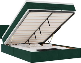 3312629 vidaXL Османска легло с матрак и LED, тъмнозелено, 140x200 см, кадифе