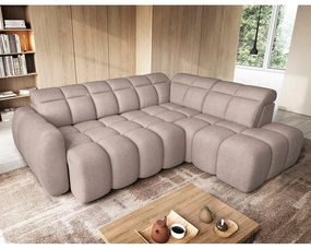 Светлокафяв разтегателен ъглов диван с място за съхранение от букле (десен ъгъл L форма) Falconn – ELTAP