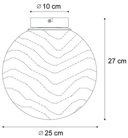 Дизайнерско таванно осветление месинг с кехлибарено стъкло - Pillon