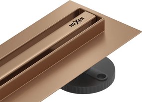 Mexen Flat 360° Slim линеен въртящ се сифон 100 см, четкана мед - 1C41100