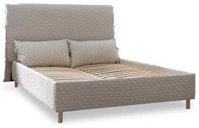 Бежово тапицирано двойно легло и решетка 140x200 cm Sleepy Luna - Miuform