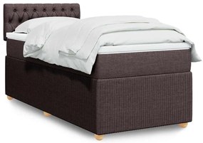 3289649 vidaXL Боксспринг легло с матрак, тъмнокафяво, 90x200 см, плат