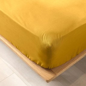 Жълт еластичен чаршаф от органичен памук 140x190 cm Biolina – douceur d'intérieur