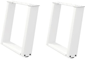 4012765 vidaXL Крака за масичка за кафе, U-образни, 2 бр., бели, 50 x (42-43) см, стомана