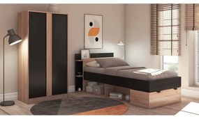 Черно-естествен гардероб от декор от дъб 90x180x53 cm Dennis – Marckeric