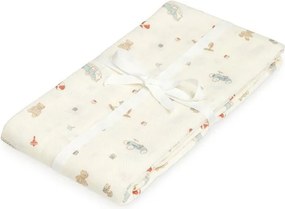 Светложълто бебешко одеяло от органичен памук за завиване 120x120 cm Off-White – Cam Cam Copenhagen