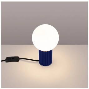 Тъмносиня настолна лампа със стъклен абажур (височина 19 cm) Orbital – Sollux