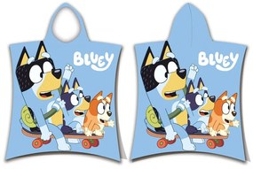 Синьо памучно детско пончо размер 3-8 години Bluey Skate – Jerry Fabrics