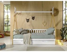 Бяло детско легло къща от масивен бор с място за съхранение 90x200 cm TIPI – Vipack