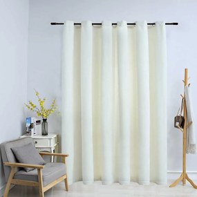 134515 vidaXL Затъмняваща завеса с метални халки, кадифе, кремава, 290x245 см