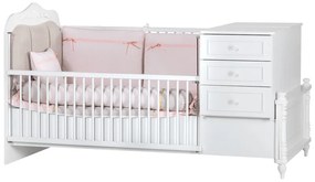 Бебешка кошара  2в1 Sonata Nil, 80 х 180 см, Бяла, Сваляща се преграда