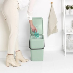 Кош за разделно събиране на боклук Brabantia Sort&Go 1005522, 25 л, Дръжка, Възможност за стенен монтаж, Светлозелен
