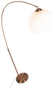 Модерна аркова лампа мед с бял абажур - Arc Basic