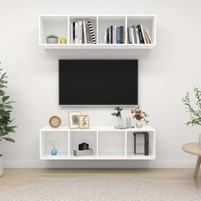3079781 vidaXL ТВ шкафове за стенен монтаж, 2 бр, бели, инженерно дърво
