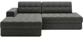 Кафяво-сив кадифен разтегателен ъглов диван (ляв ъгъл) Blezalt – ELTAP