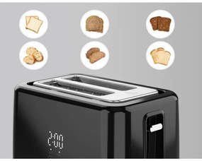 Тостер за хляб AENO ATS0002B, 930W, 7 степени, Сензорно управление, Обратен таймер, Защита при засядане, Тих, Черен