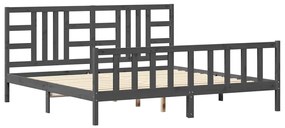 3191993 vidaXL Рамка за легло с табла, сива, 200х200 см, масивно дърво