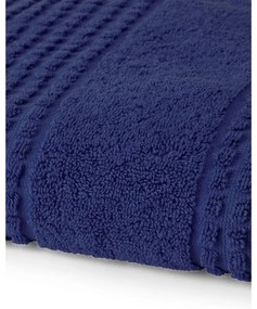 Тъмносиня хавлиена кърпа от органичен памук от тери 70x140 cm Check – JUNA