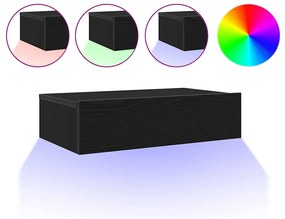 862032 vidaXL ТВ шкаф с LED осветление, черен дъб, 60x35x15,5 см