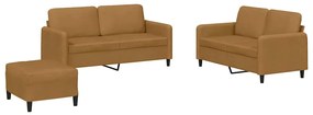 3201991 vidaXL Комплект дивани от 3 части, кафяв, кадифе