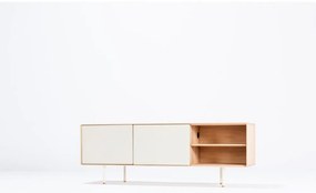 Бяла/естествена маса за телевизор от масивен дъб 180x64 cm Fina – Gazzda