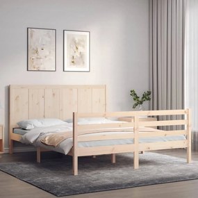 3194511 vidaXL Рамка за легло с табла King Size масивно дърво