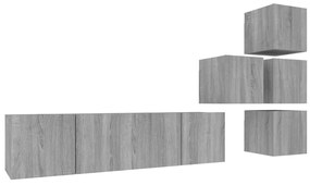 3120300 vidaXL Комплект ТВ шкафове от 6 части, сив сонома, инженерно дърво