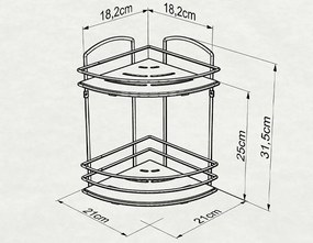 Ъглова етажерка за баня TEKNO TEL BK-074B , 2 нива , дърво