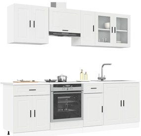 3314841 vidaXL Комплект кухненски шкафове от 8 части "Porto", бяло инженерно дърво