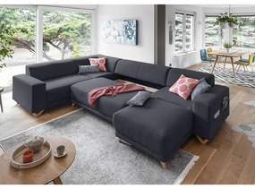 Антрацитен разтегателен/с място за съхранение ъглов диван (ляв ъгъл/U форма) Classy Sophie – Miuform