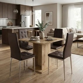 Комплект за трапезария 5 части Allos - Rosa в цвят сапфирен дъб - кафяв 75x75x77см.