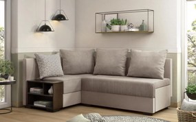 Разтегателен ъглов диван с подлакътник етажерка Верди