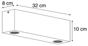 Ръстичен таванен прожектор винтидж дърво 2-светлина - Bloc