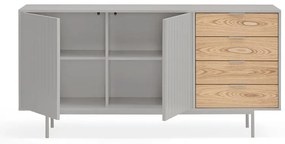 Сив/естествен нисък скрин от декор от дъб 159x80 cm Sierra – Teulat