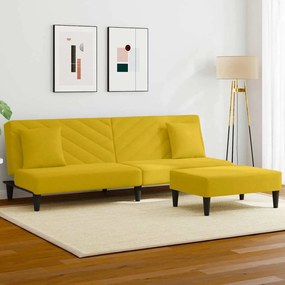 3216266 vidaXL Комплект дивани от 2 части с възглавници, жълт, кадифе