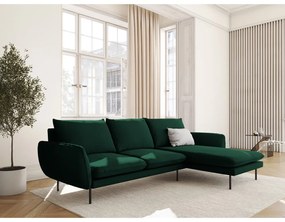 Тъмнозелен ъглов диван от кадифе (десен ъгъл) Vienna - Cosmopolitan Design