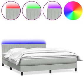 3317085 vidaXL Боксспринг легло с матрак и LED, светлосиво, 180x210 см, кадифе