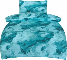 Тюркоазено единично спално бельо от памучен сатен 140x200 cm Deluxe Minerals – My House