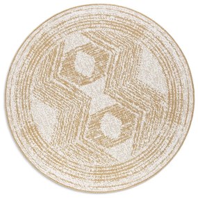 Външен кръгъл килим в цвят жълта охра и кремаво ø 100 cm Gemini – Elle Decoration