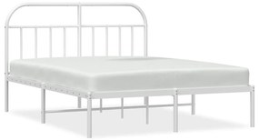 353685 vidaXL Метална рамка за легло с горна табла, бяла, 140x200 см