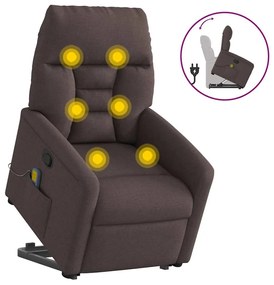 3303047 vidaXL Изправящ масажен реклайнер стол, тъмнокафяв, текстил