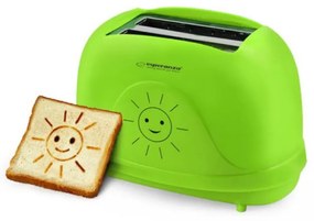 Тостер Esperanza EKT003 Smiley, 750W, 2 печата с усмивка, 7 степени, Зелен